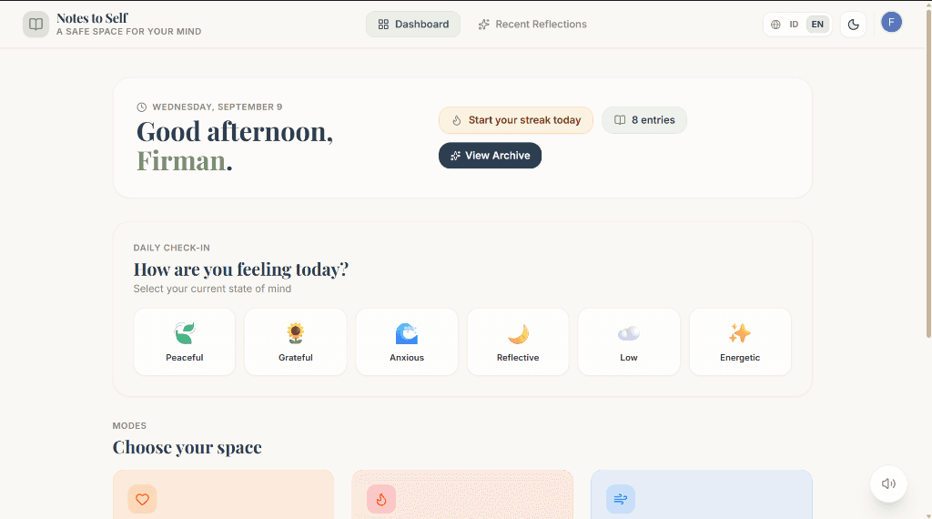 Notes to Self — A Safe Space for Your Thoughts